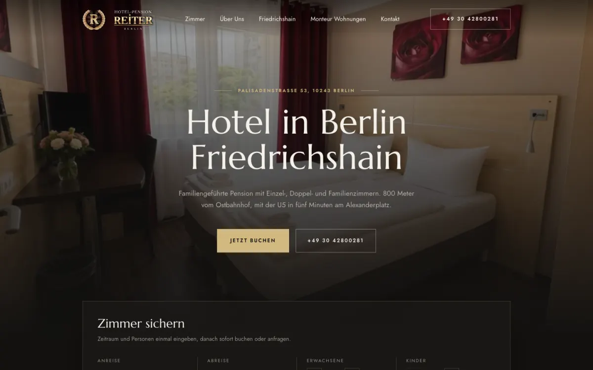Startseite der Website von Hotel Reiter Berlin