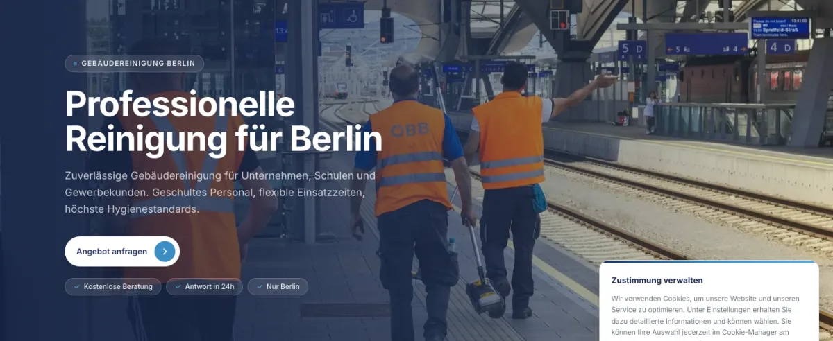 Startseite der Website von Reinigung Hauptstadt